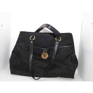Tommy Hilfiger Luxury Tote Bag Black and Gold Designer Purse